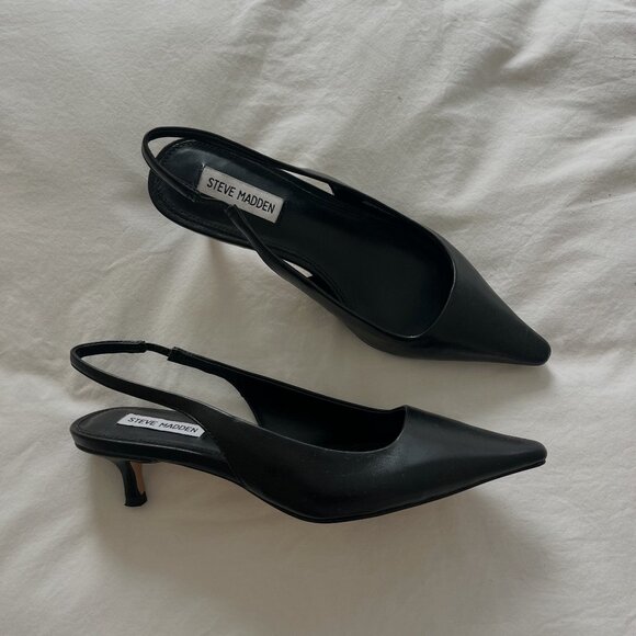 Steven Madden Shoes - Steve Madden Black Slingback Kitten Heel Pumps